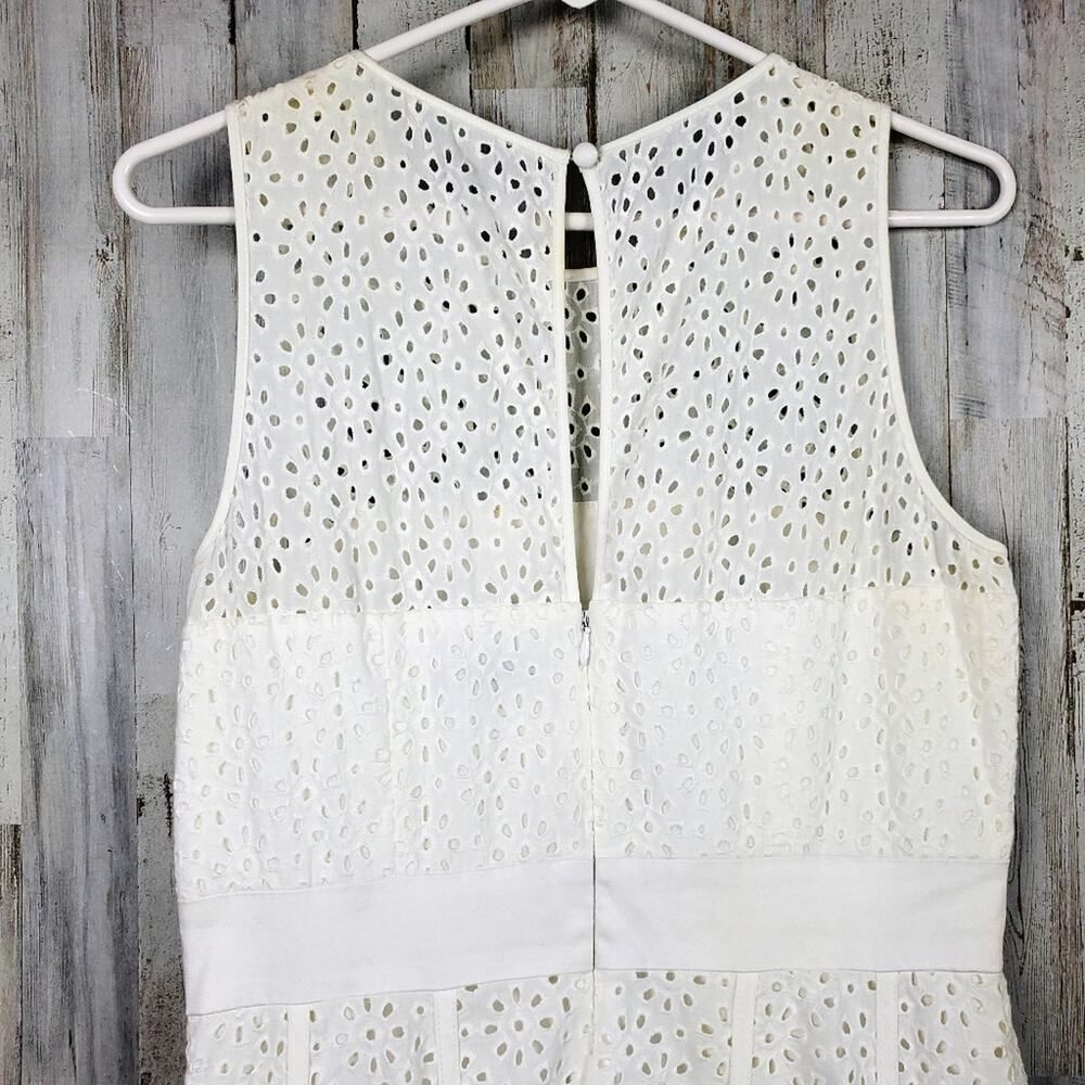 Eliza J Eyelet Fit & Flare Dress White Size 8 - Picture 7 of 11